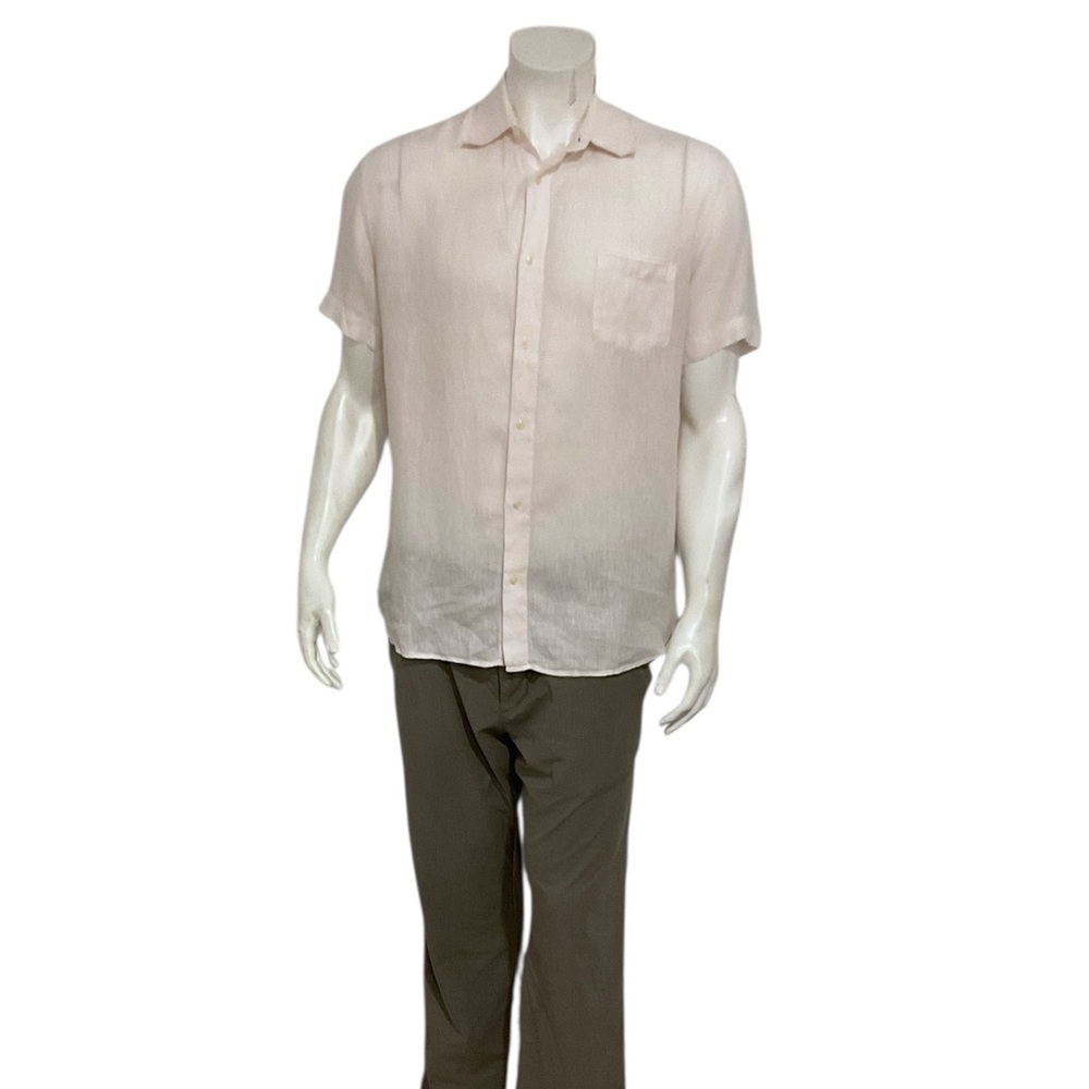 120% Lino Men’s Off White Color Short Sleeve Button Shirt